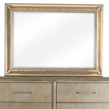 Glam Dresser Mirror with Built-In Lighting